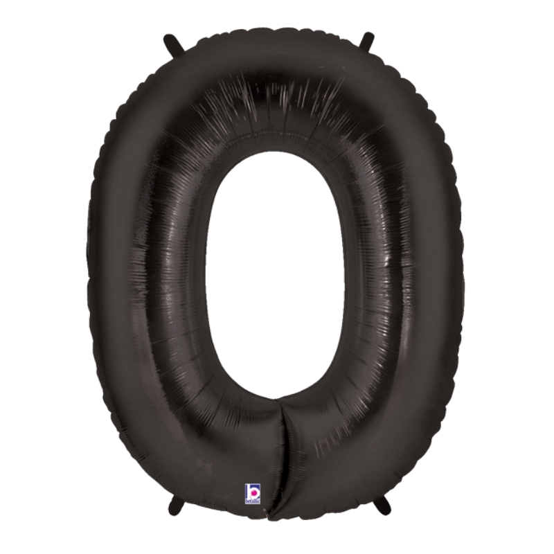 34" Betallic Black Number Megaloon Foil Balloon | Numbers 0-9