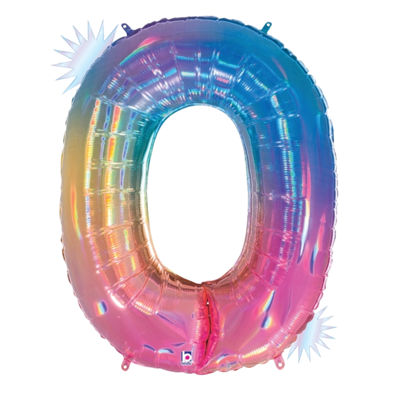 34" Betallic Opal Rainbow Number Megaloons Foil Balloon | Numbers 0-9