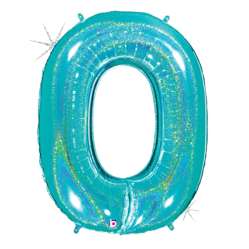 34" Betallic Robin's Egg Blue Number Megalloons Holographic Foil Balloon | Numbers 0-9
