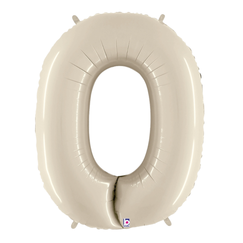34" Betallic White Sand Number Megalloons Foil Balloon | Numbers 0-9