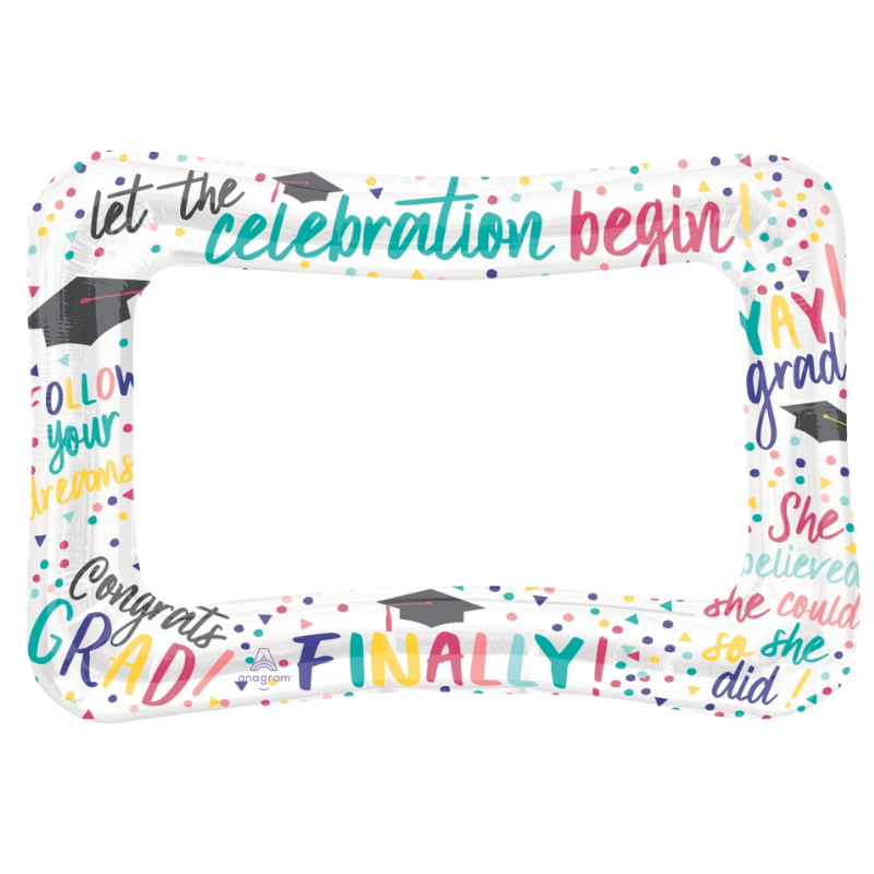 23" Anagram Trendy Girl Grad Frame Foil Balloon (S2R4) | Fun Photobooth Prop!