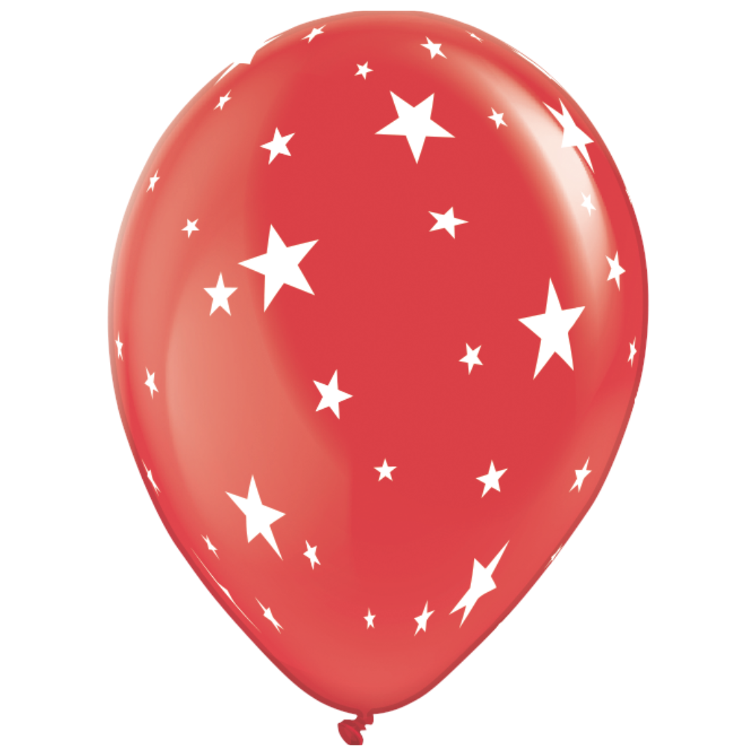 11" Party Pak Crystal Red & Blue Patriotic Stars Assortment Latex Balloons | 8 Count