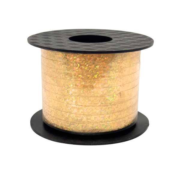 3/16" Gold Uncrimped Holographic Curling Ribbon - 3/16" x 250 yards | 1 Count