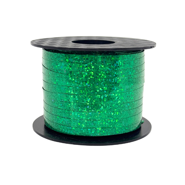 3/16" Emerald Green Uncrimped Holographic Curling Ribbon - 3/16" x 250 yards | 1 Count