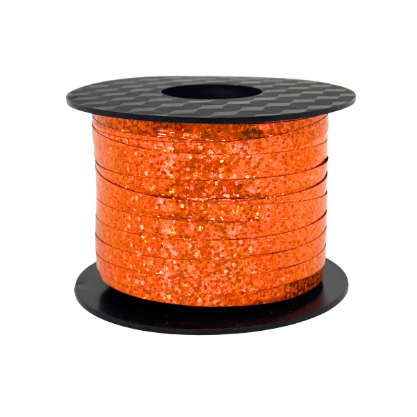 3/16" Orange Uncrimped Holographic Curling Ribbon - 3/16" x 250 yards | 1 Count