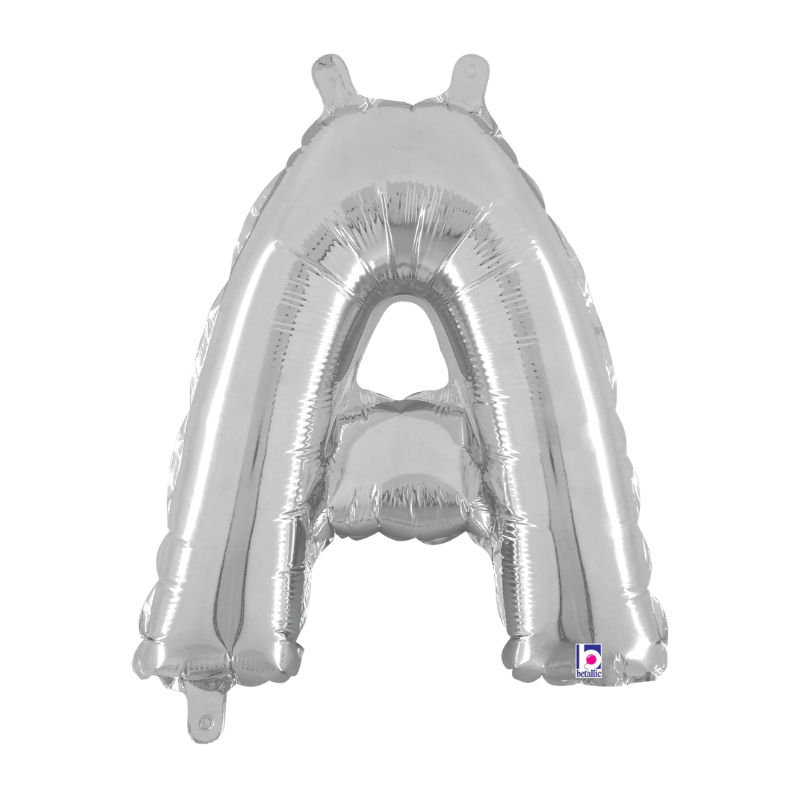 14" Betallic Silver Letter Megaloons Jr. Foil Air-Fill Balloons | Letters A-Z