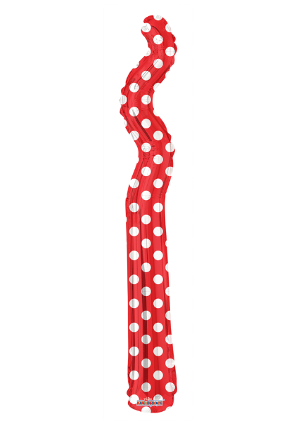 14" Conver Red Polka Dot Kurly Zig Zag Airfill Foil Balloon | Buy 5 Or More Save 20%