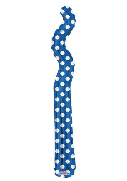 14" Conver Royal Blue Polka Dot Kurly Zig Zag Airfill Foil Balloon | Buy 5 Or More Save 20%