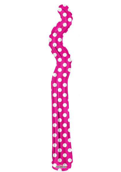 14" Conver Magenta Polk Dot Kurly Zig Zag Airfill Foil Balloon | Buy 5 Or More Save 20%
