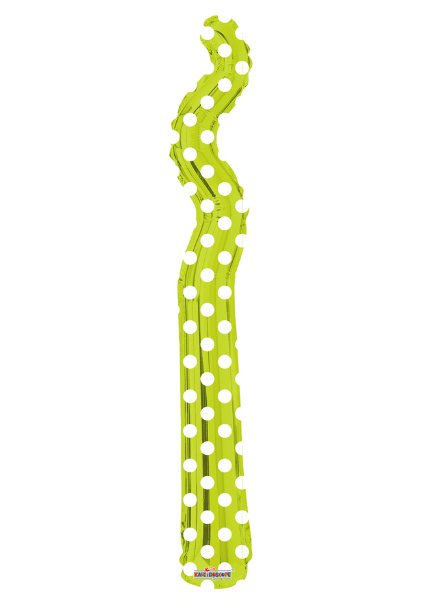 14" Conver Kiwi Polka Dot Kurly Zig Zag Airfill Foil Balloon | Buy 5 Or More Save 20%