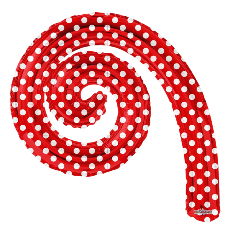 14" Conver Red Polka Dot Kurly Spiral Foil Airfill Balloon | Buy 5 Or More Save 20%