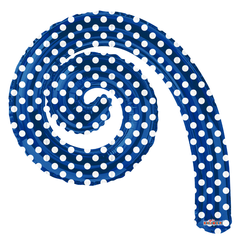 14" Conver Royal Blue Polka Dot Kurly Spiral Foil Airfill Balloon | Buy 5 Or More Save 20%