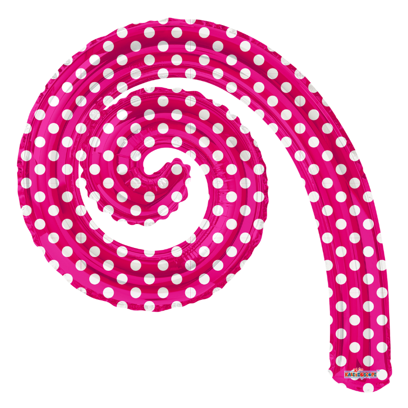 14" Conver Magenta Polka Dot Kurly Spiral Foil Airfill Balloon | Buy 5 Or More Save 20%