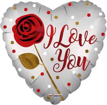 18" Conver I Love You Rose Matte Heart Foil Balloon (D) | Clearance - Final Sale!
