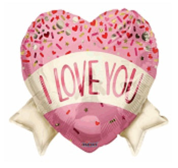 18" Conver I Love You w/ Banner Heart Foil Balloon (D) | Buy 5 Or More Save 20%