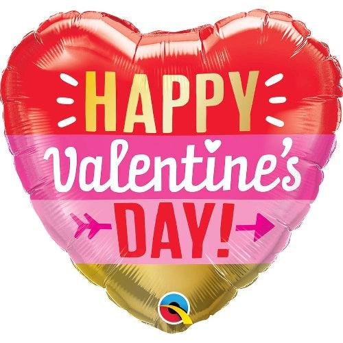 18" Qualatex Happy Valentine's Day Arrow Heart Foil Balloon | Clearance - While Supplies Last!