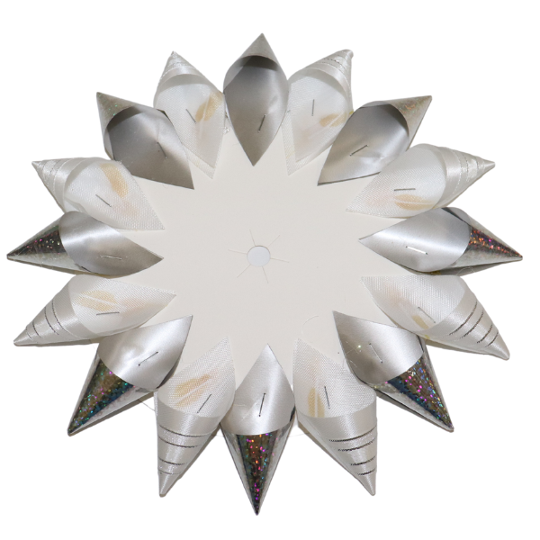 6" Holographic White And Silver Cone Mum Backer | 1 Count