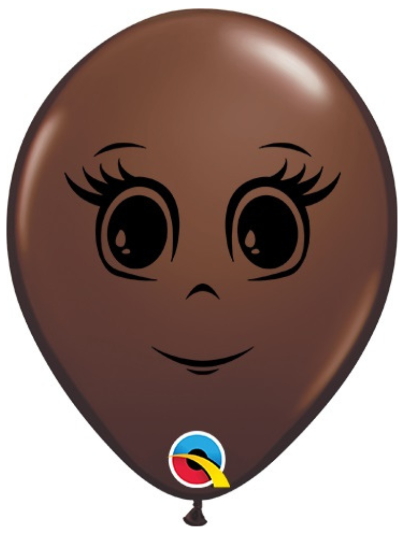 5" Qualatex Chocolate Brown Feminine Face Latex Balloon | 100 Count