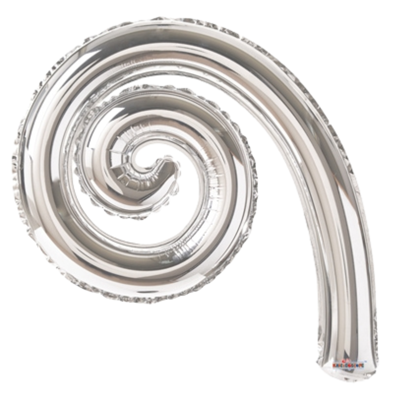 14" Conver Silver Kurly Spiral Foil Airfill Balloon | Buy 5 Or More Save 20%