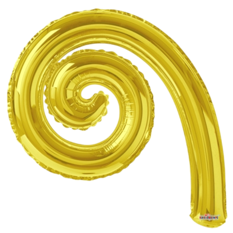 14" Conver Gold Kurly Spiral Foil Airfill Balloon | Buy 5 Or More Save 20%