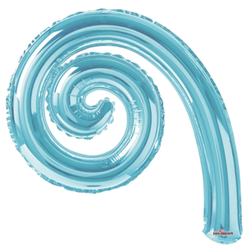14" Conver Light Blue Kurly Spiral Foil Airfill Balloon | Buy 5 Or More Save 20%