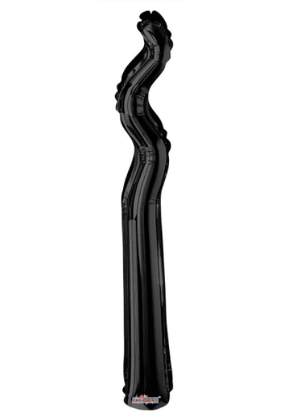 14" Conver Black Kurly Zig Zag Airfill Non Foil Balloon | Buy 5 Or More Save 20%