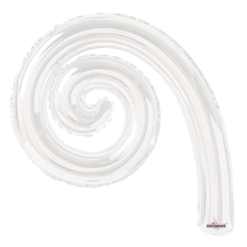 14" Conver White Kurly Spiral Non Foil Airfill Balloon | Buy 5 Or More Save 20%
