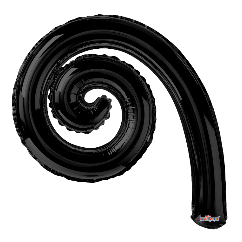 14" Conver Black Kurly Spiral Non Foil Airfill Balloon | Buy 5 Or More Save 20%