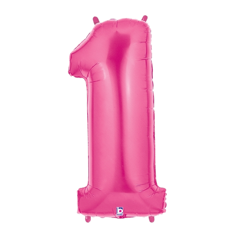 34" Betallic Hot Pink Number Megaloons Foil Balloon | Numbers 0-9
