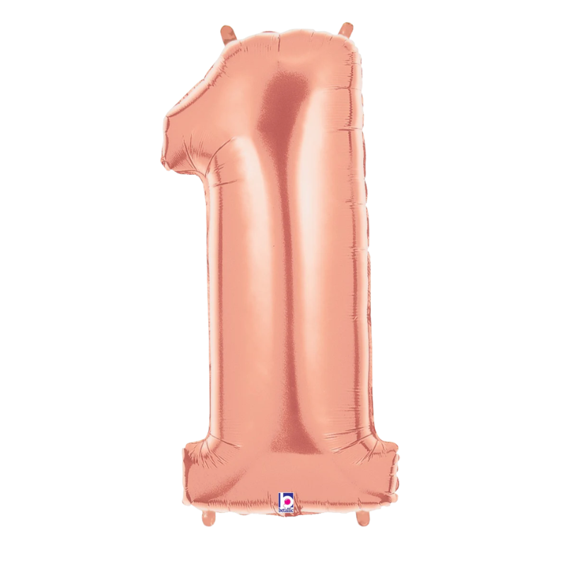 34" Betallic Rose Gold Number Megaloons Foil Balloon | Numbers 0-9