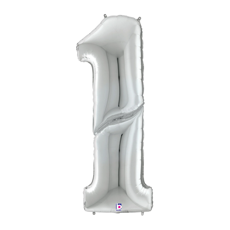 53" Betallic Silver Number Gigaloons Foil Balloon | Numbers 0-9 - Four Feet Tall!