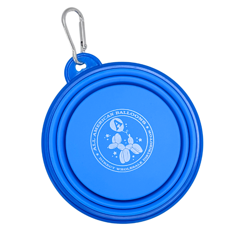 5" AAB Blue Collapsible Silicone Travel Pet Bowl W/ Carabiner Clip | 1 Count