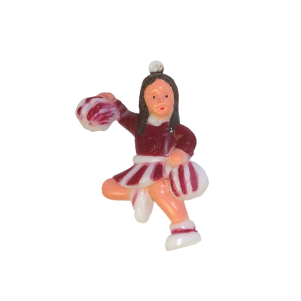 Breloque pom-pom girl 3D en plastique bordeaux ACI 1 3/4 po | 1 pièce