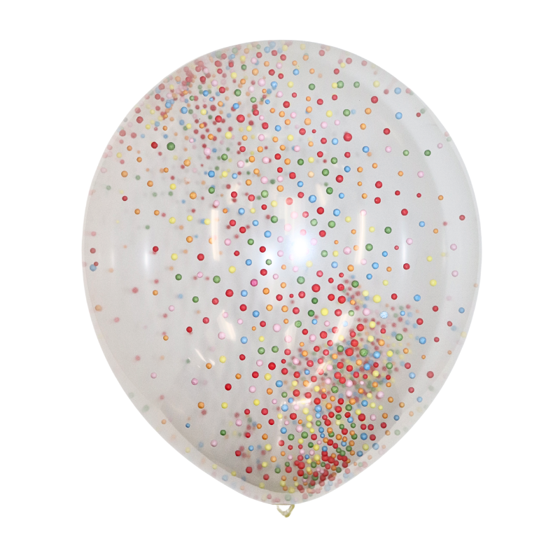 12" Clear Multi Color Bead Latex Balloons | 3 count - Filled With Styrofoam Beads!