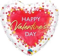 18" Qualatex Happy Valentine's Day Heart Foil Balloon | Clearance - While Supplies Last!