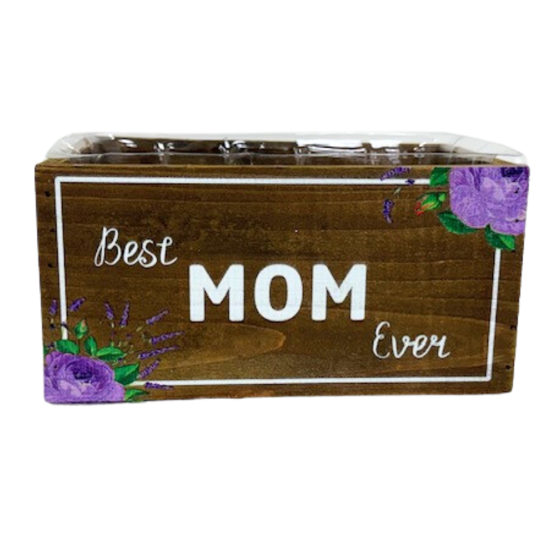 7 3/4" Best Mom Ever Rectangular Wooden Container