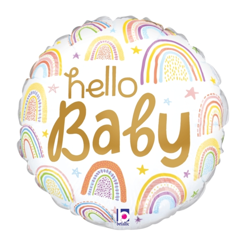 Globo de aluminio Hello Baby Rainbow de 9" | Compre 5 o más y obtenga un 20 % de descuento