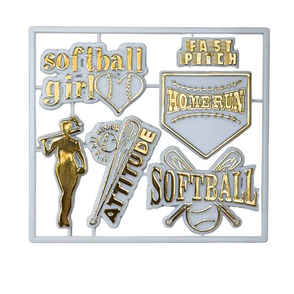 Lot de bibelots plats en plastique ACI Softball Blanc/Or