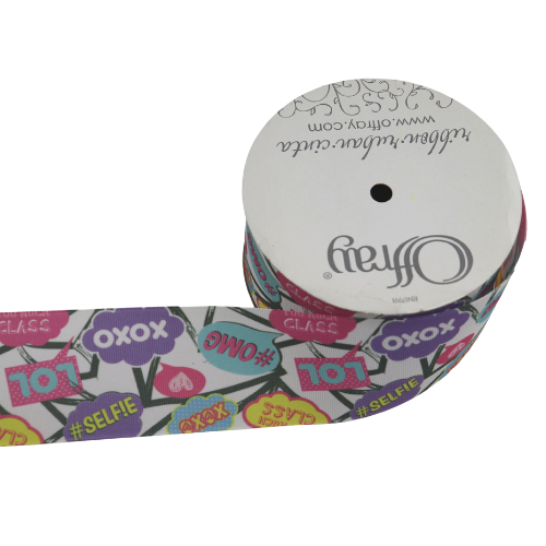 2 1/4" Offray Sassychat Printed Grosgrain Ribbon - 2 1/4" Wide x 25 Yards Long | 1 Spool