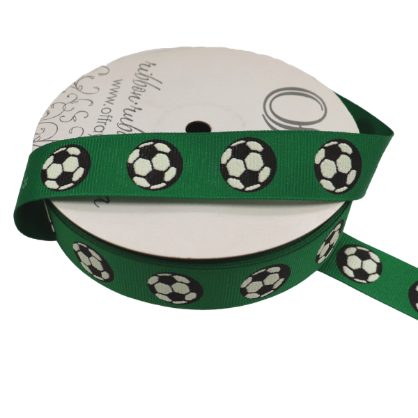 Defense Soccer Ball Printed Grosgrain Ribbon 7 8