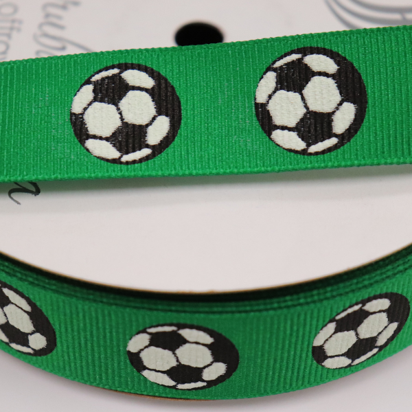 7/8" Offray Defense Soccer Ball Printed Grosgrain Ribbon - 7/8" x 25 Yards | 1 Spool