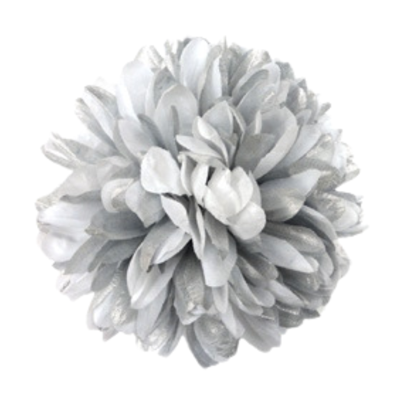 6 1/2" ACI White/Silver Lame'Artificial Silk Mum - 15 Layers | 1 Count