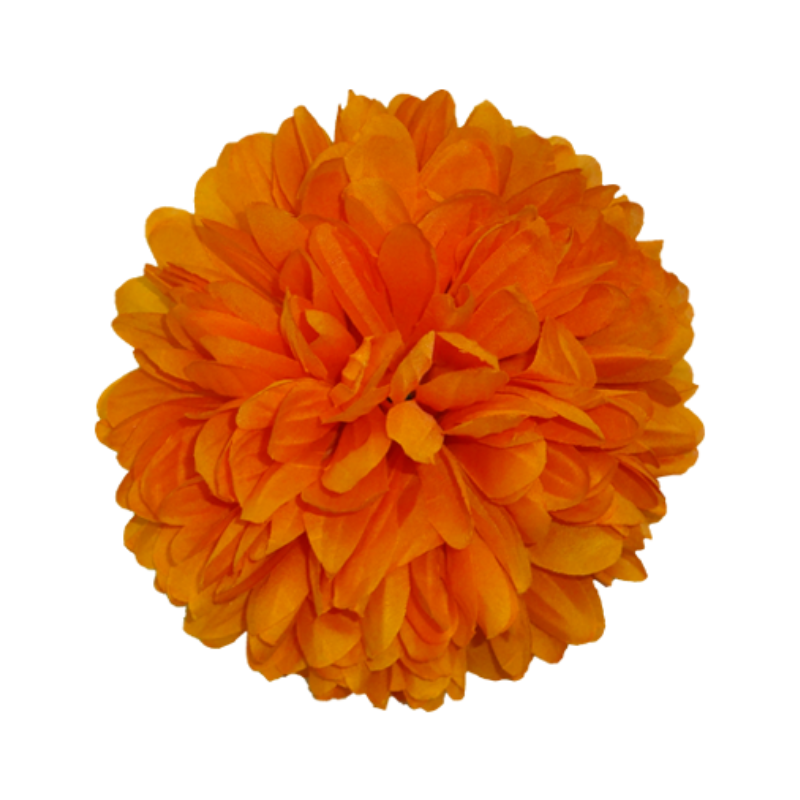 6 1/2" Orange Artificial Silk Mum - 15 Layers | 1 Count