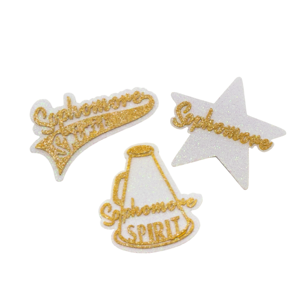 ACI Gold/White Glitter Foam Sophomore Assortment Emblems | 3 Count