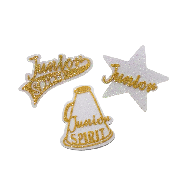 ACI Gold/White Glitter Foam Junior Assortment Emblems | 3 Count