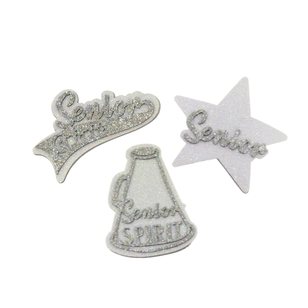 ACI Silver/White Glitter Foam Senior Assortment Emblems | 3 Count