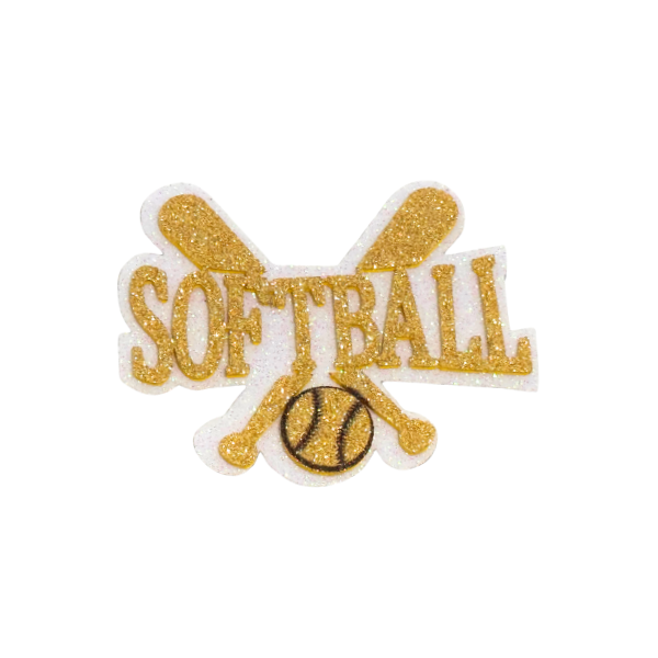 ACI Gold/White Glitter Foam Softball Assortment Emblems | 3 Count
