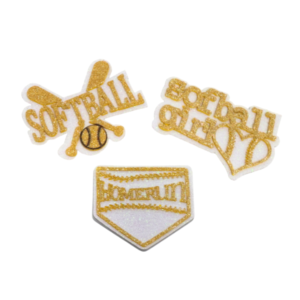 ACI Gold/White Glitter Foam Softball Assortment Emblems | 3 Count