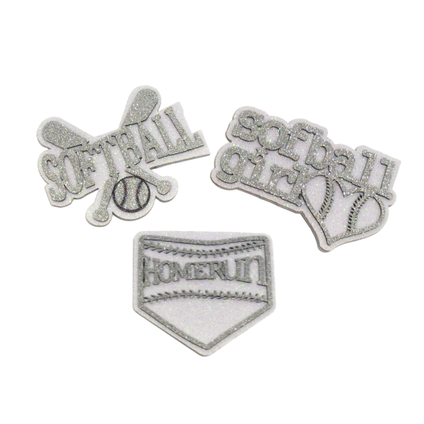 ACI Silver/White Glitter Foam Softball Assortment Emblems | 3 Count