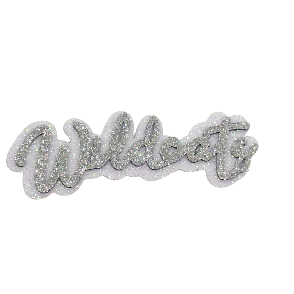 4" ACI Silver/White Glitter Foam "Wildcats" Mascot Emblem | 3 Count